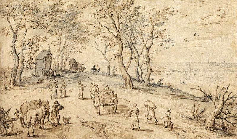 BRUEGHEL, Jan the Elder Villagers on their Way to Market f oil painting image